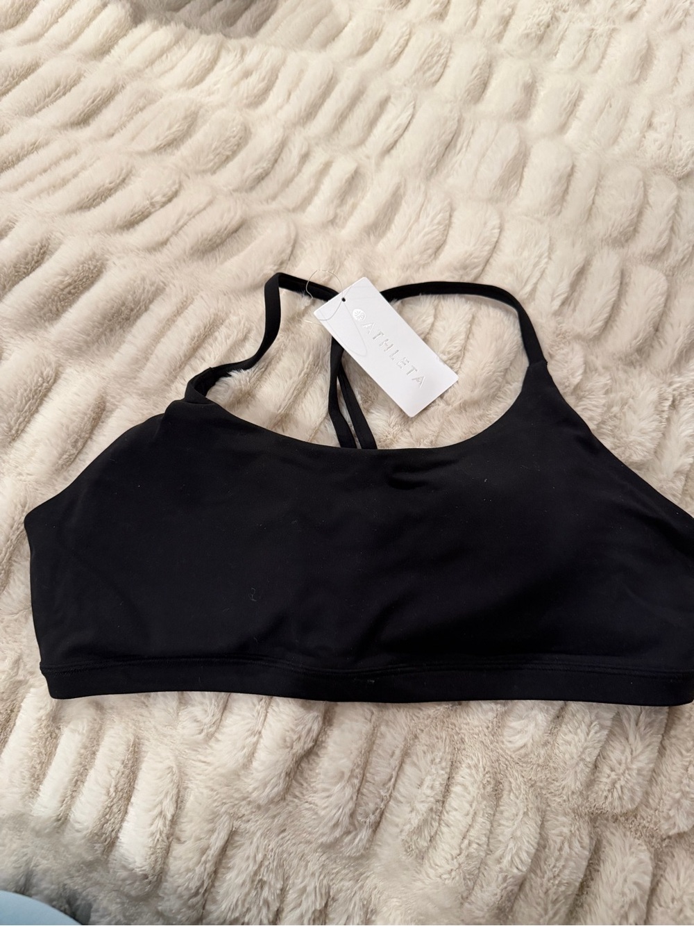 NWT Athleta Black High-Neck Strappy Sports Bra